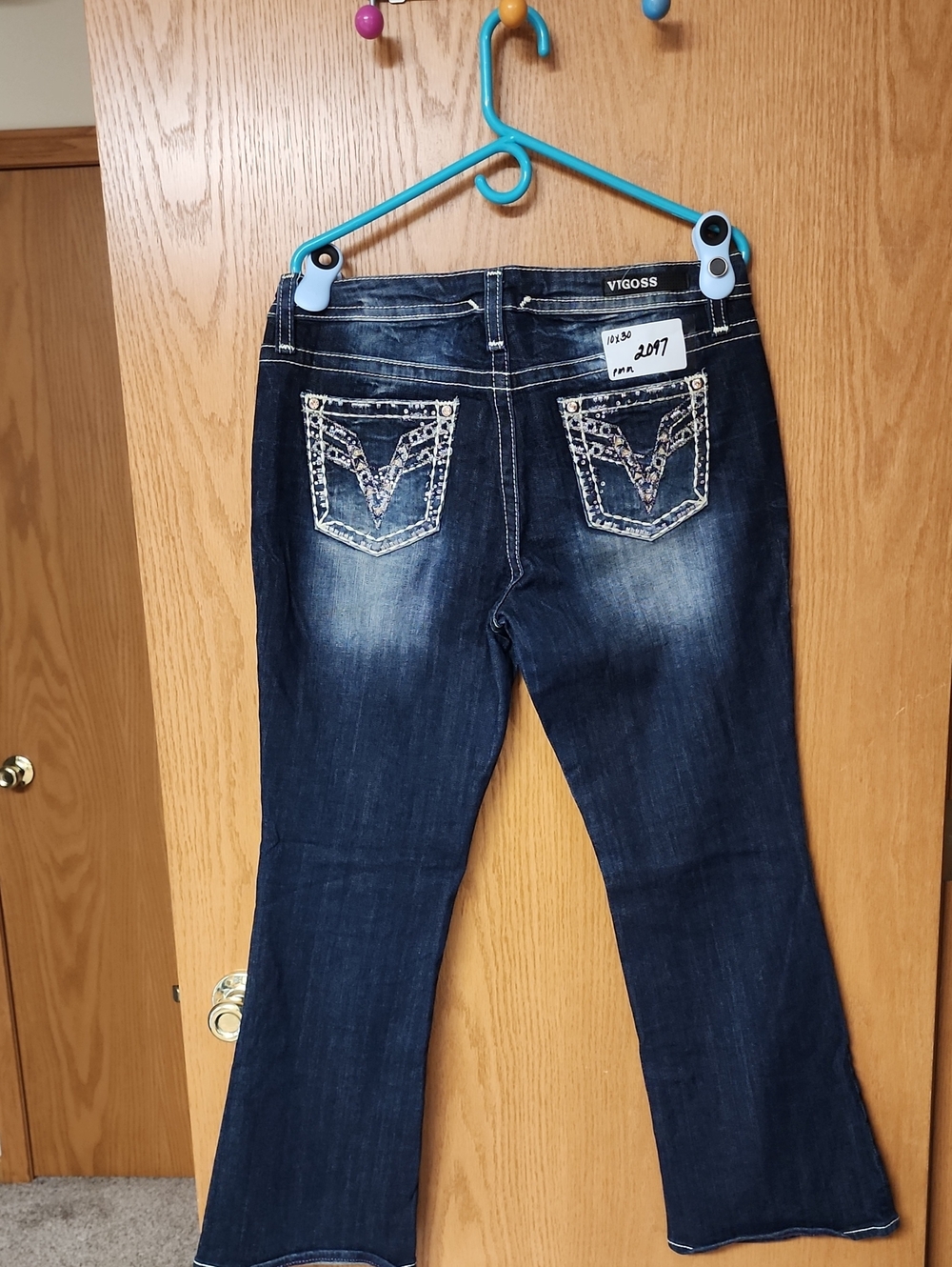 Vigoss Dark Blue Bootcut Jeans with Embellished Back Pockets 10x30 number 2097